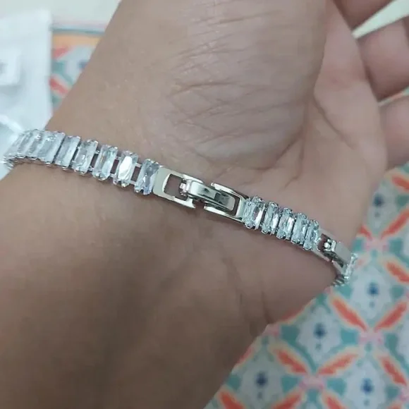 Plated synthetic zirconia Women's bracelet silver - Picture 11 of 11